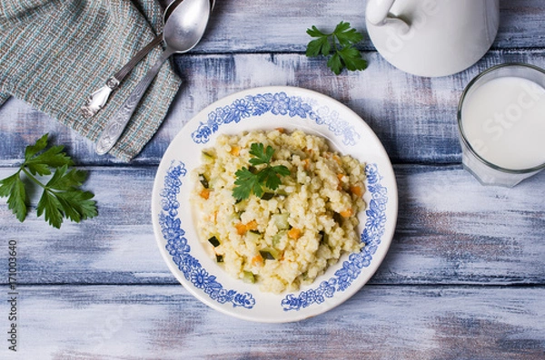 Fototapeta Milk porridge with vegetables