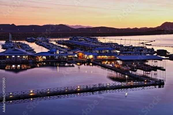 Fototapeta Sunset at Lake Pleasant Harbor