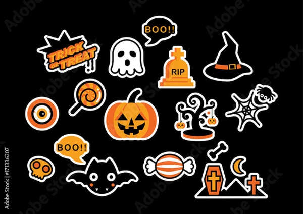 Fototapeta Set of Cute Halloween Logo Icon Design Elements Vector