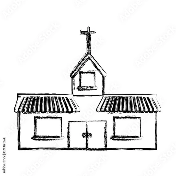 Fototapeta church building icon over white background vector illustration