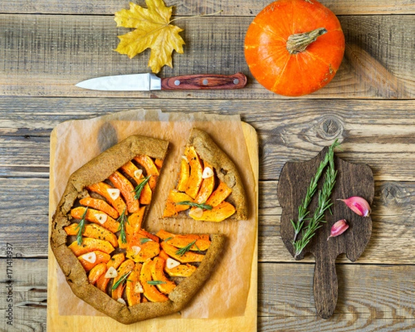 Fototapeta Rye galette with pumpkin