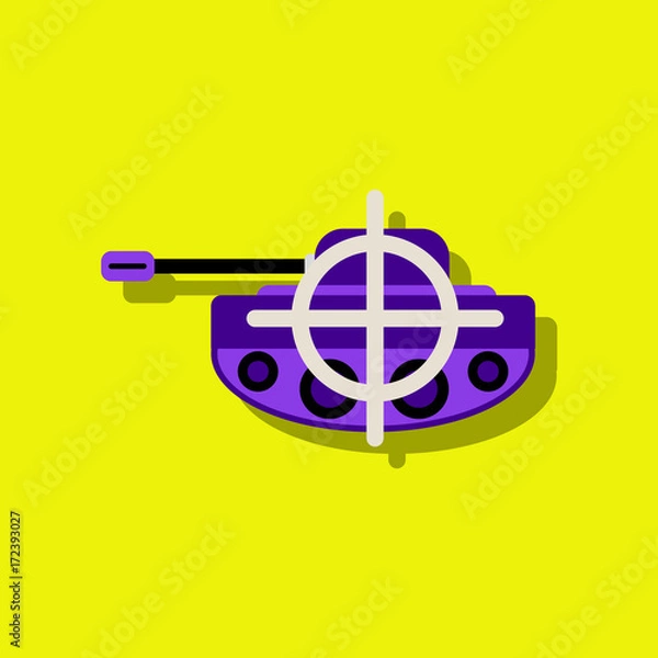 Fototapeta flat vector icon design collection tank at gunpoint in sticker style