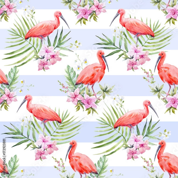 Fototapeta Watercolor tropical pattern