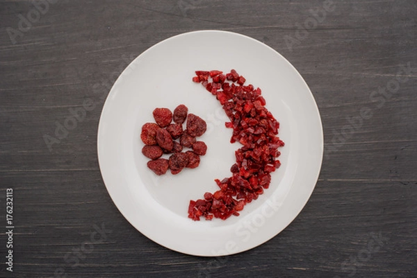 Fototapeta Strawberry fruit dried in dish