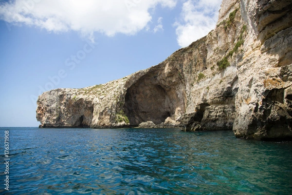 Obraz Malta cliffs at Blue Grotto from sea level