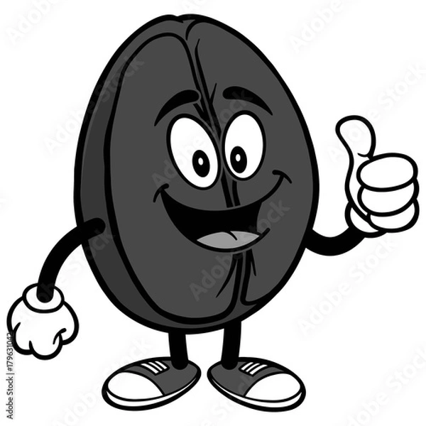 Fototapeta Coffee Bean with Thumbs Up Illustration