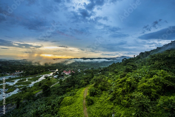 Fototapeta Skyline view at rural of Thailand. 