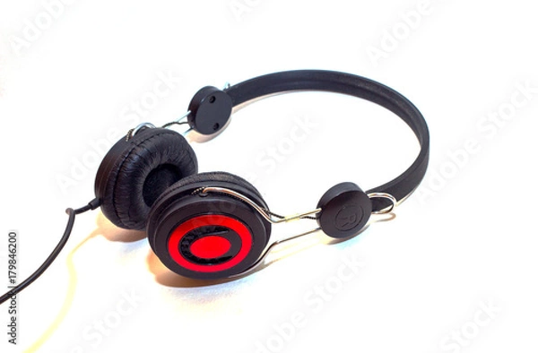 Fototapeta Black headphones on a white background