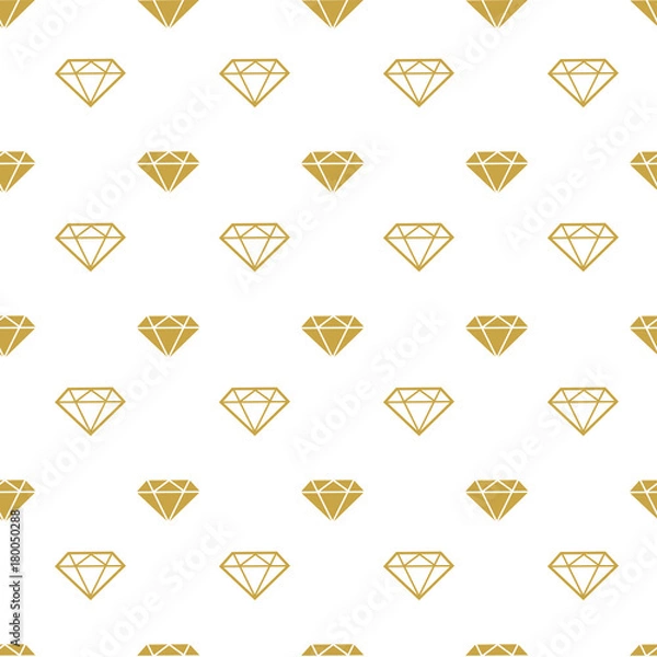 Fototapeta Diamonds seamless pattern. Vector girly background with gold brilliants. Fashion wrapping or fabric pattern.