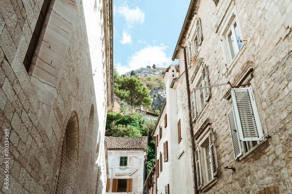 Fototapeta Narrow streets of old european city.