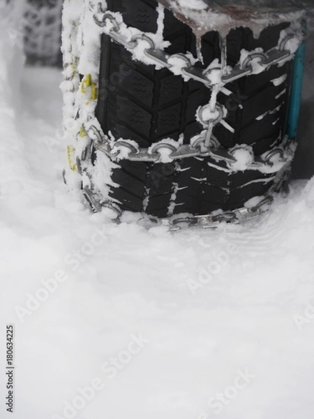 Fototapeta Snow chains winter