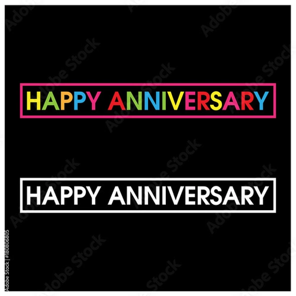 Fototapeta Colorful vector letters icon. word Happy Anniversary vector