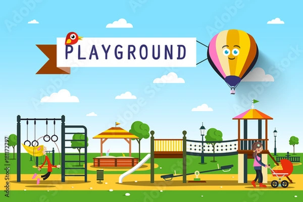 Fototapeta Playground. Vector Park Illustration.