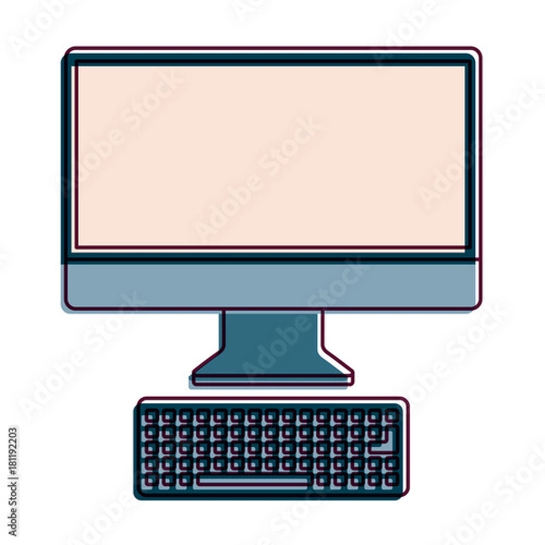 Fototapeta monitor computer keyboard technology device screen vector illustration