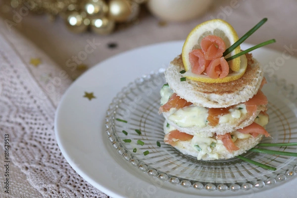 Fototapeta antipasto salmone e gorgonzola