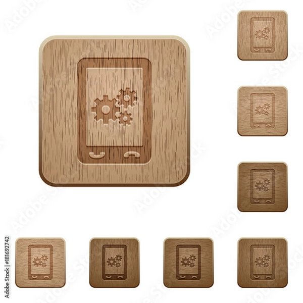 Fototapeta Mobile preferences wooden buttons