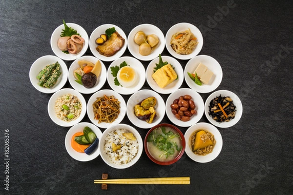 Fototapeta 一般的なごはんのおかず　Side dishes of rice japanese food