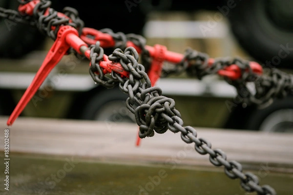 Fototapeta Heavy metal chain and hook