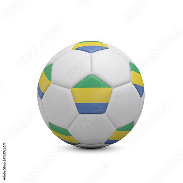 Fototapeta Soccer football with Gabon flag. 3D Rendering