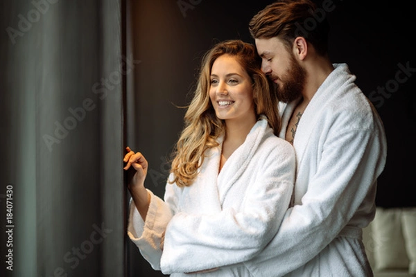 Fototapeta Couple enjoying wellness weekend