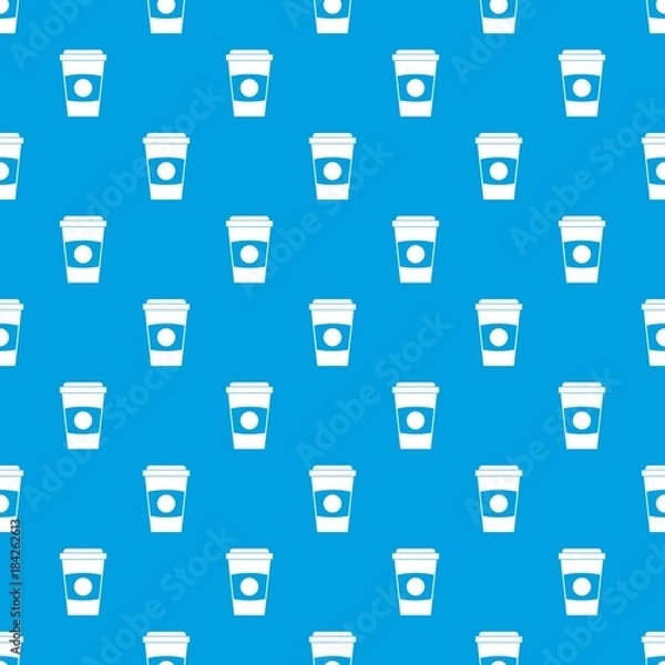 Fototapeta Paper coffee cup pattern seamless blue