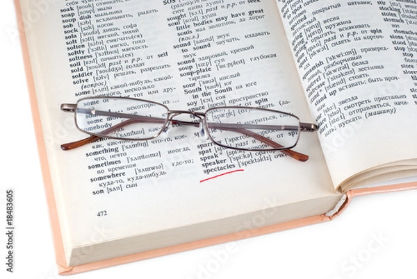 Fototapeta The dictionary and spectacles