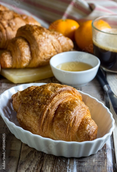 Obraz Continental breakfast with croissants