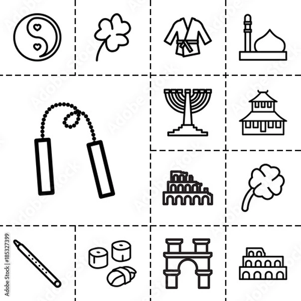 Fototapeta Culture icons. set of 13 editable outline culture icons