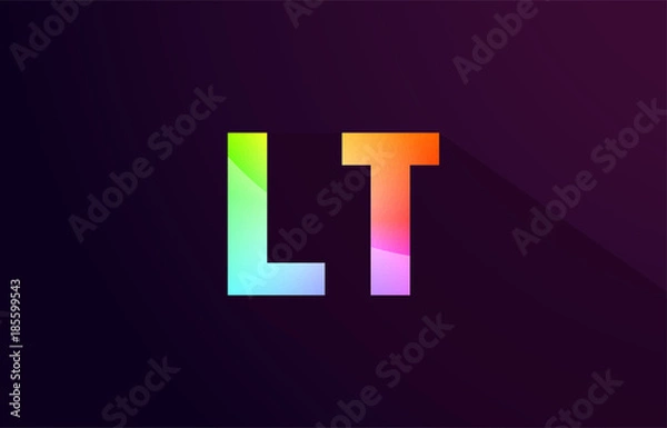 Fototapeta lt l t letter combination rainbow colored alphabet logo icon design