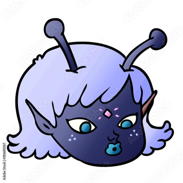 Fototapeta cartoon alien space girl face