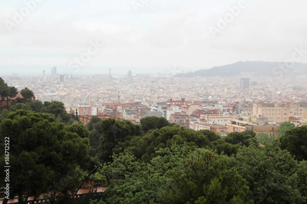 Obraz Panoramiczny widok na Barcelonę z Parku Guell