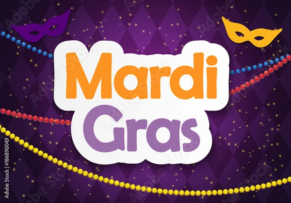 Fototapeta Mardi Gras Brochure Template.Celebration Greeting Card Backround. Vecor Illustration