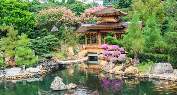 Fototapeta The oriental pavilion in Nan Lian Garden, Hong Kong