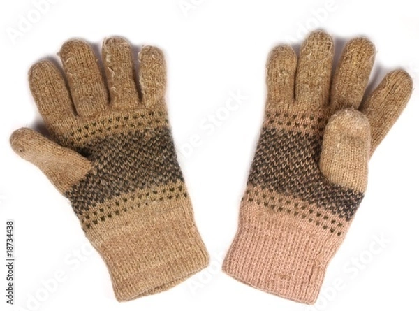 Fototapeta Winter gloves isolated on white.