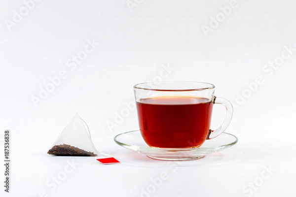 Fototapeta transparent cup of tea isolated on white