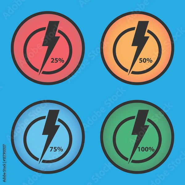 Obraz Set of multi-colored energy indicators. Level of charge.