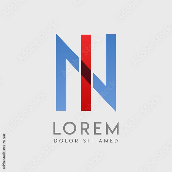 Fototapeta IN logo letters with "blue and red" gradation