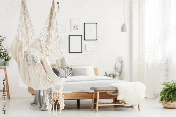 Fototapeta Hammock and bed in bedroom