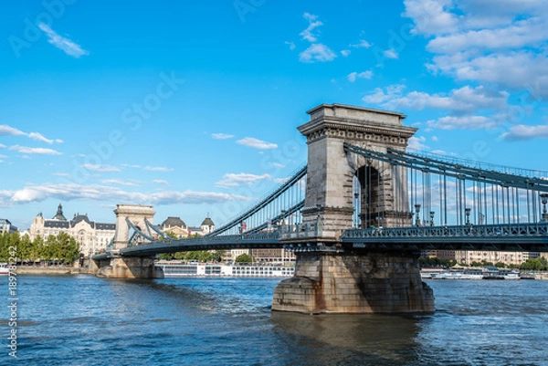 Fototapeta Szechenyi Chain Bridge over Danube River in Budapest