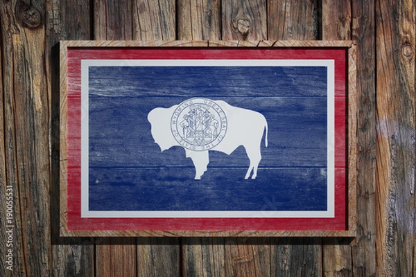 Obraz Wooden Wyoming flag