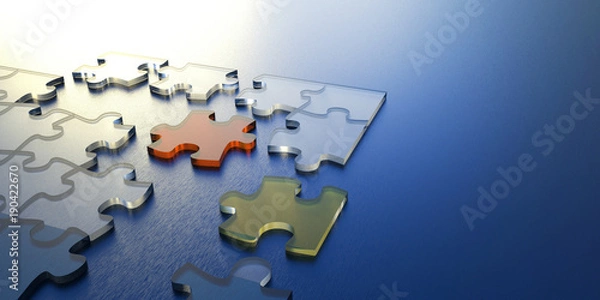 Fototapeta Jigsaw closeup and Business idea Concept  / 3DRander