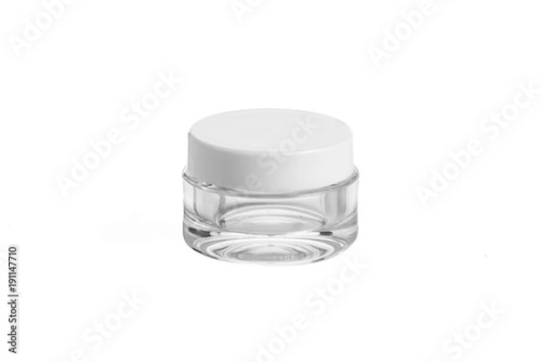 Fototapeta empty plastic, glass jars cosmetic, lotion packaging on a white background