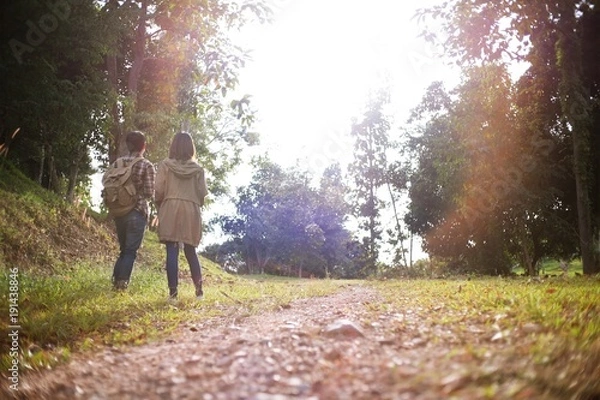 Fototapeta valentine day. Young couple  Romantic honeymoon. lover travel.