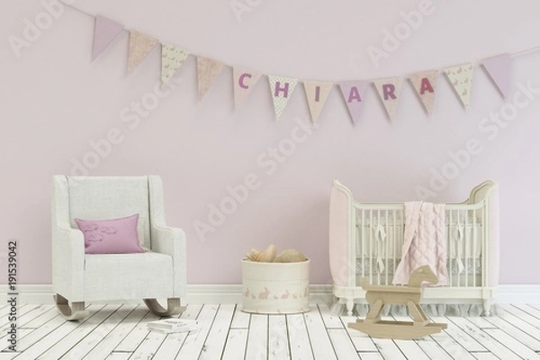 Fototapeta Kinderzimmer mit Wimpelgirlande - Name Chiara