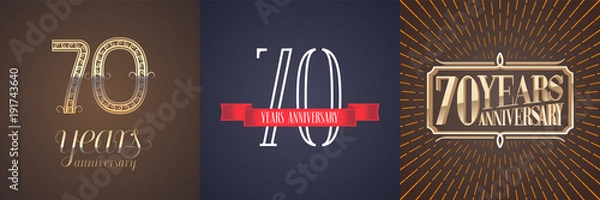 Fototapeta 70 years anniversary vector icon, logo set