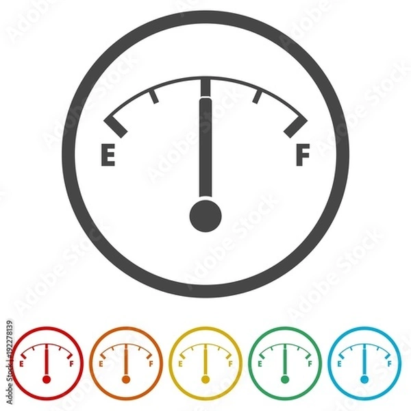 Fototapeta Fuel gauge icon, Full gas tank, 6 Colors Included