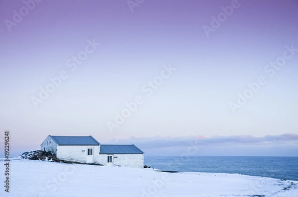 Fototapeta iceland nature, winter travel photo in snow, adventure, trip, hiking, mountains.