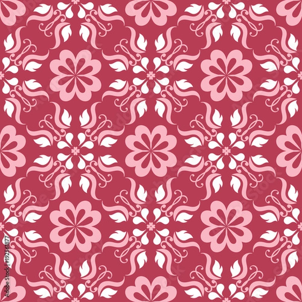 Fototapeta Floral seamless pattern. Red colored background