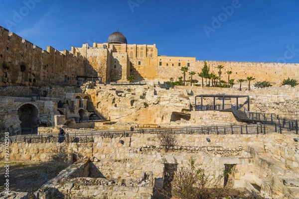 Fototapeta City of David, Jerusalem, Israel. Archeological site of ancient ruins - travel destination