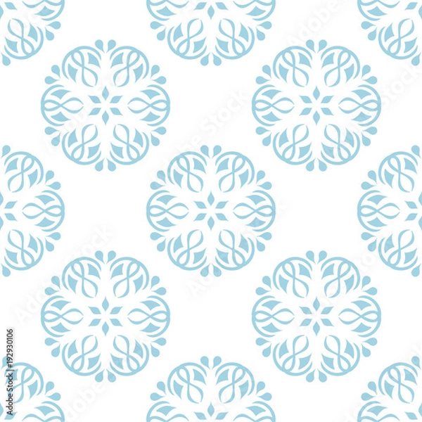 Fototapeta Light blue and white floral seamless pattern